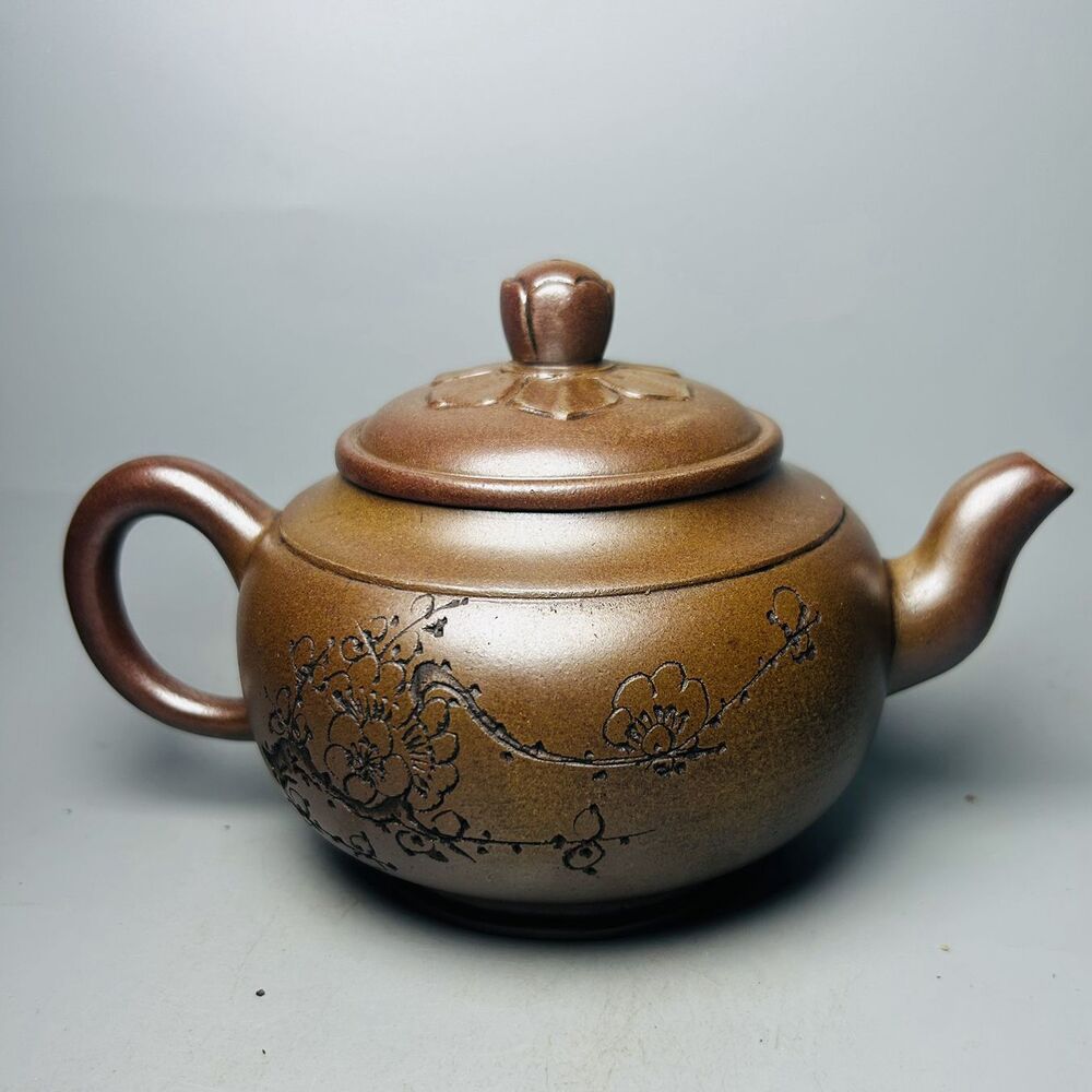 Vintage Chinese Yixing Purple Clay Teapot Zisha Ceramic Plum Blossom Teaware Art