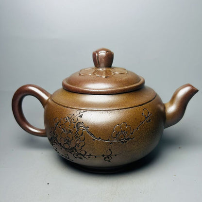 Vintage Chinese Yixing Purple Clay Teapot Zisha Ceramic Plum Blossom Teaware Art