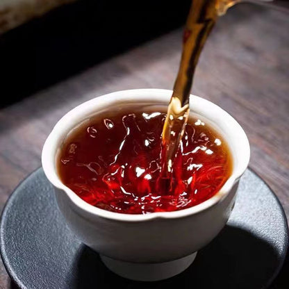 357g Yunnan Puerh Ripe Tea 1990 Menghai Aged Pu-erh Cooked Tea Cake Old Puer Tea
