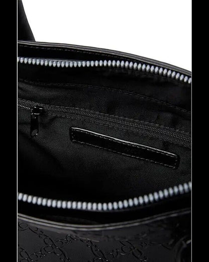 New Nine West Bettina Satchel Black Textured Tote Handbag For Women Workbag Gift