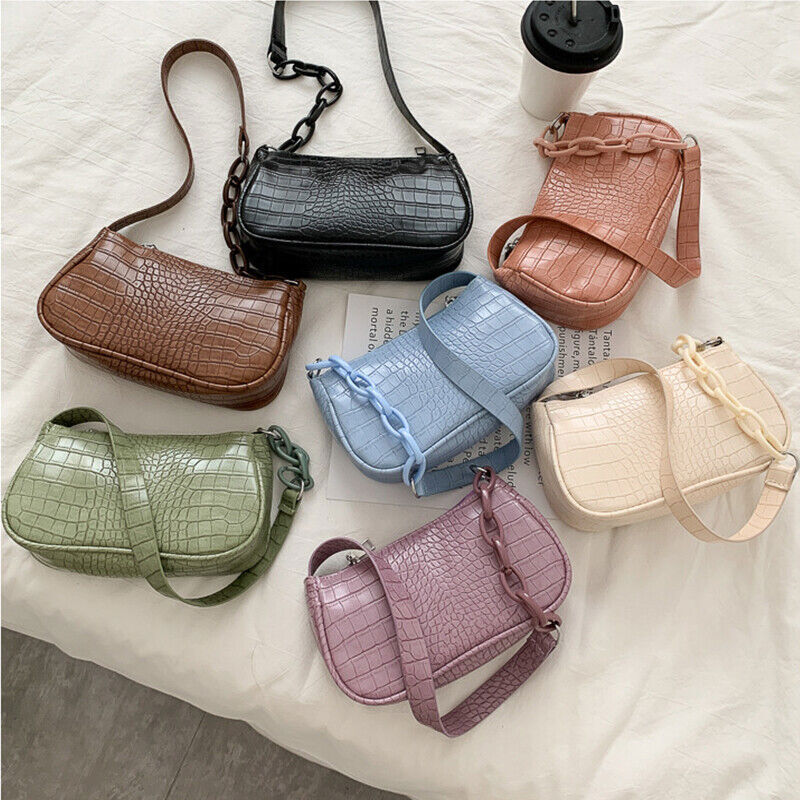 Women's Shoulder Bag PU Leather Milk Tea Bag Sling Handbag Zipper Square Bag
