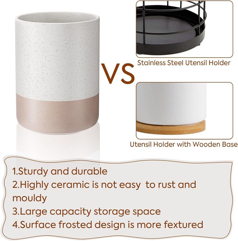 Ceramic Kitchen Utensil Holder for Countertop Organizer Cooking Home Decoration