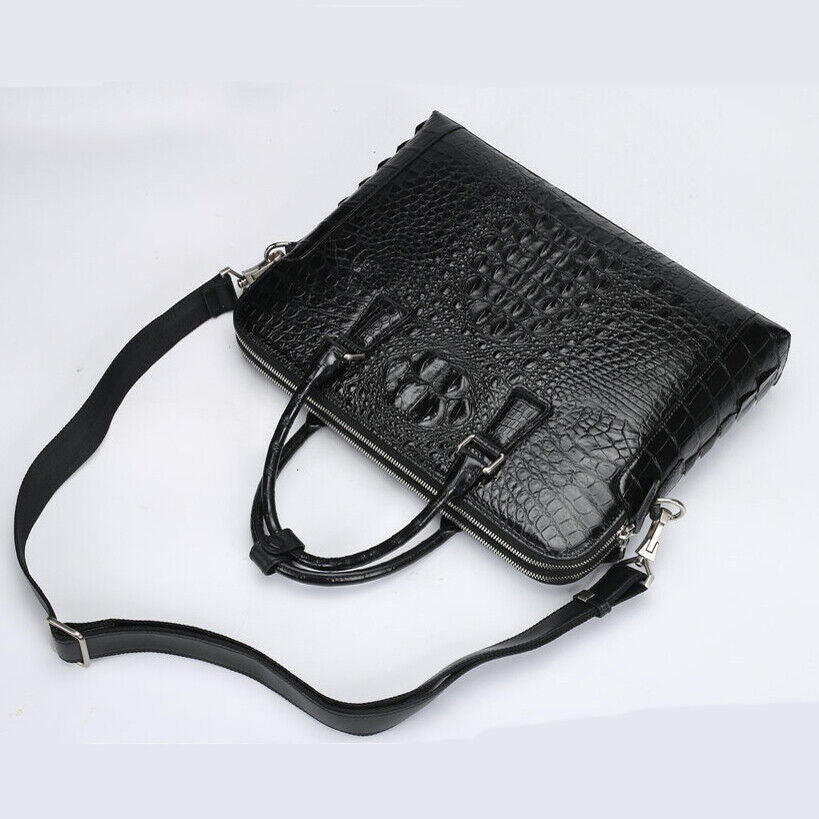 Handcrafted Siamese Alligator Skin Men's Luxury Business Briefcase Handbag