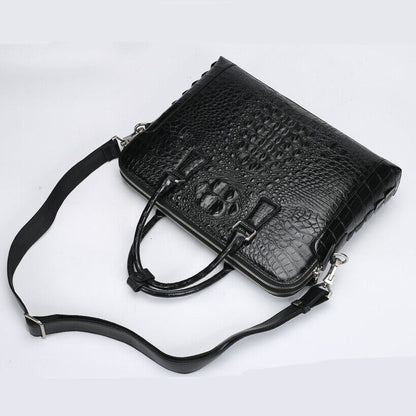 Handcrafted Siamese Alligator Skin Men's Luxury Business Briefcase Handbag