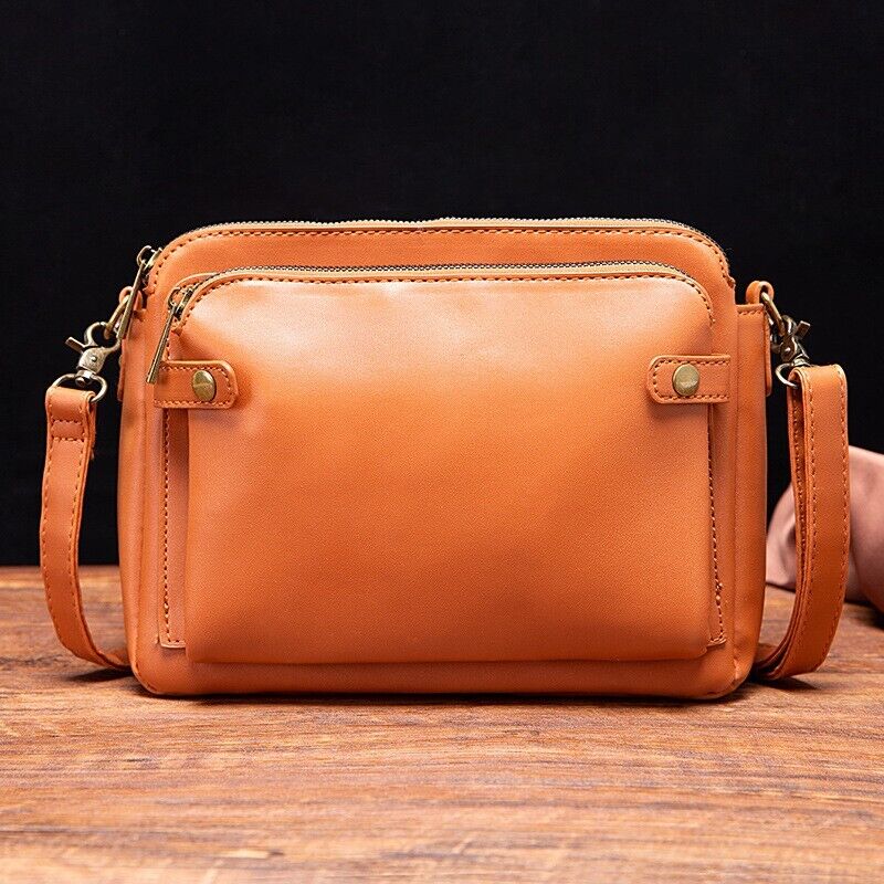 Women's Vintage Shoulder Bag Genuine Leather Crossbody Bag Multiple Pockets