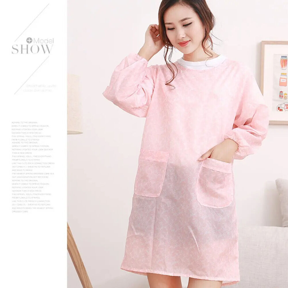 Aprons PVC Waterproof Fashion Home Kitchen Long-Sleeved Adult Unisex Smock Wears