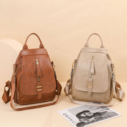 Women's Ladies Leather Backpack Purse Anti-Theft Rucksack Travel Bag Satchel
