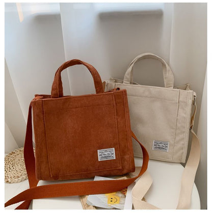 Handbag Corduroy Ladies Bag Single Shoulder Bag Buckle Messenger Small Square