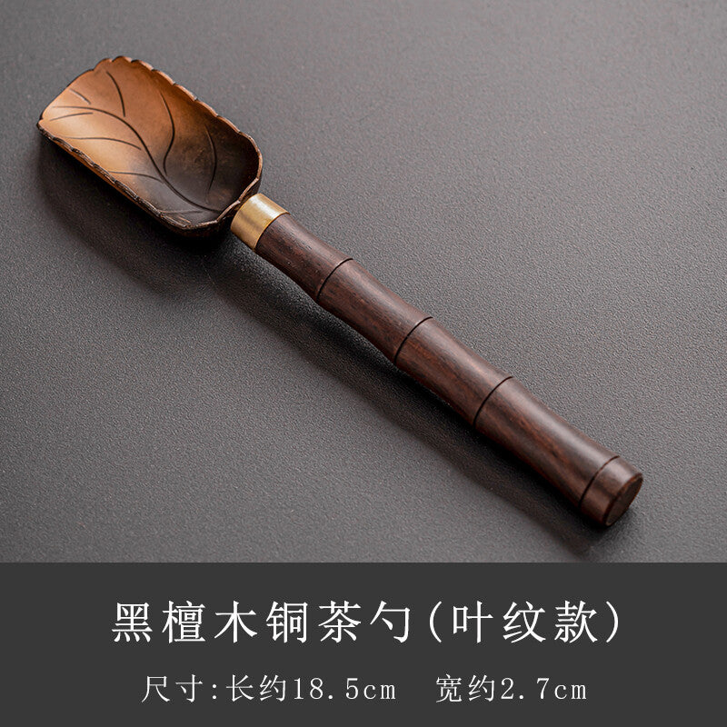 Sandalwood Copper Tea Spoon Tea Set Accessories Alloy Shovel Head Tea Collector
