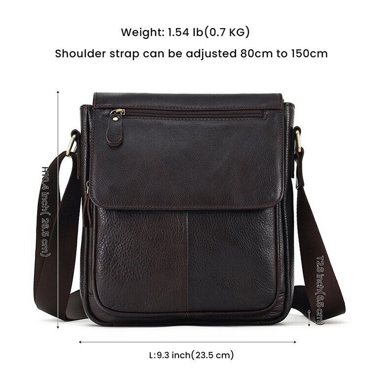 Real Cowhide Leather Bag, Dark brown Men's Sling Shoulder Bags