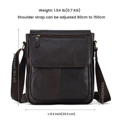 Real Cowhide Leather Bag, Dark brown Men's Sling Shoulder Bags