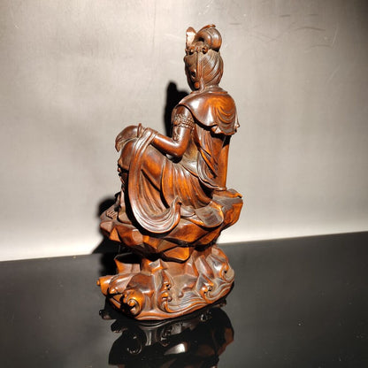 Chinese wooden statues for home decor boxwood carving wood buddha quan Kwan-yin