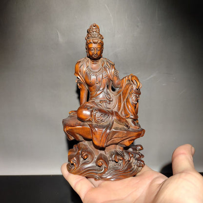 Chinese wooden statues for home decor boxwood carving wood buddha quan Kwan-yin