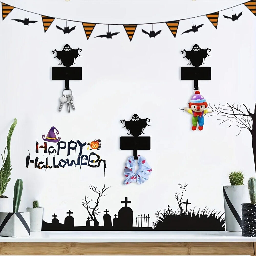 Halloween Wall Decor Hooks, Metal Key Holder Ghost Metal Wall Hanger Organizer