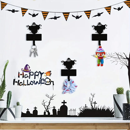 Halloween Wall Decor Hooks, Metal Key Holder Ghost Metal Wall Hanger Organizer