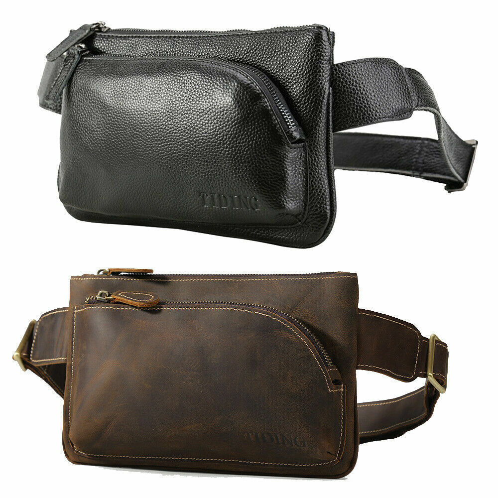 Men's Women Real Leather Fanny Waist Pack Bag One Strap Backpack Sling Chest Bag