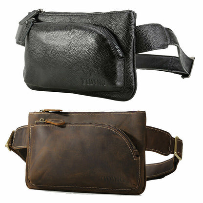 Men's Women Real Leather Fanny Waist Pack Bag One Strap Backpack Sling Chest Bag
