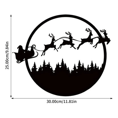 1pc Merry Christmas Metal Sign, Metal Wall Sign, Round Metal Christmas Sign