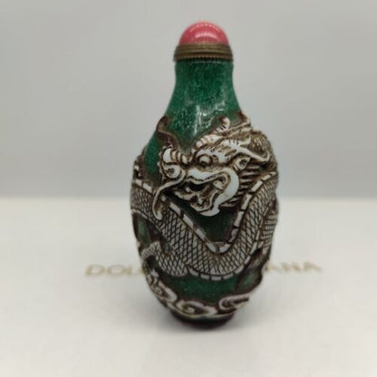 chinese carved snuff bottle glass antique dragon statue carving rare collections