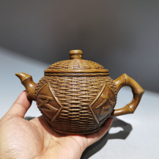 vintage chinese yixing purple clay teapot zisha ceremony carving collectible art