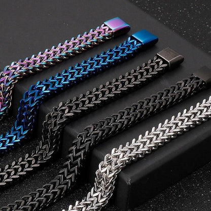 Meshed Woven Stainless Steel Bracelet Curb Chain Cuban Link Wristband Men Women