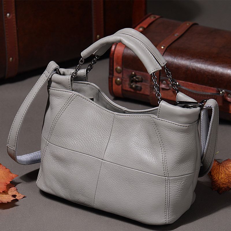 Natural Cow Leather Messenger Bags Chain Shoulder Small Genuine Leather Handbags