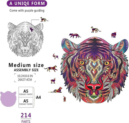 Wooden Jigsaw Tiger Puzzle for Adults Unique Shape Home Office Decoration Gift