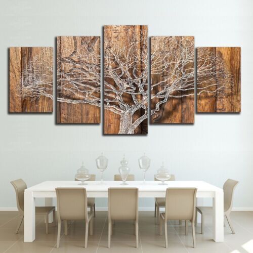 Abstract Line art Tree 5 Pieces Canvas Wall Painting Poster Home Decor