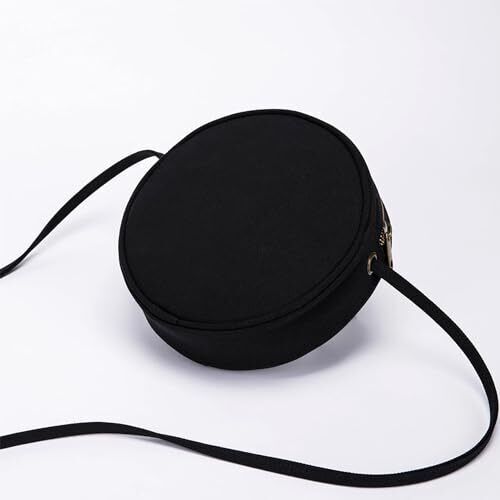 Canvas Small Crossbody Bags for Women Circle 7.87”(L)2.36”(W)7.87”(H), Black