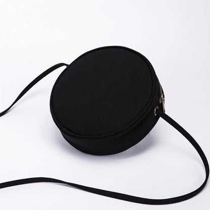 Canvas Small Crossbody Bags for Women Circle 7.87”(L)2.36”(W)7.87”(H), Black