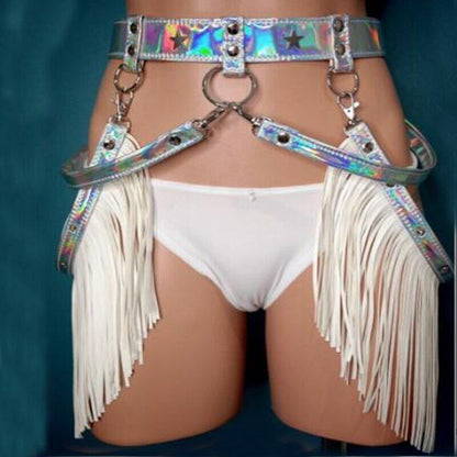 Women Belt Tassel Boho Fringe Wide Girl Personality Leather Bondage Waist Straps
