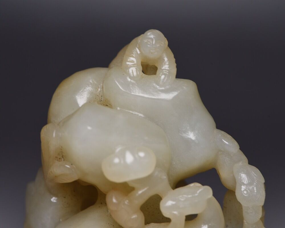 Collection China Natural Hetian Jade Carved Children Deer Statue Nice Sculpture