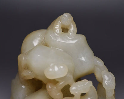 Collection China Natural Hetian Jade Carved Children Deer Statue Nice Sculpture
