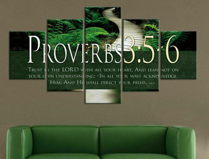 Bible Verse Proverbs 3 5-6 5 Piece canvas Wall Art Print Poster Home Decor