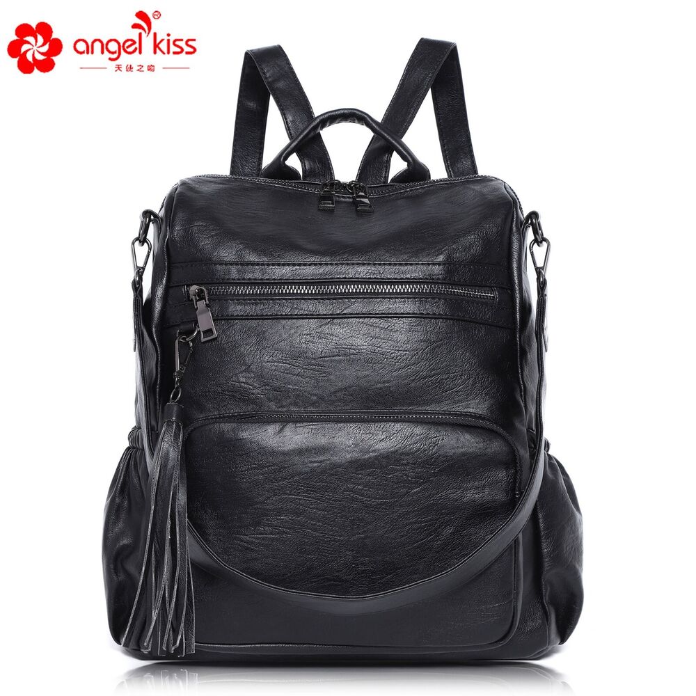 Angel Kiss Backpack for Women Soft Leather Large Travel Bags Sling Shoulder Bag