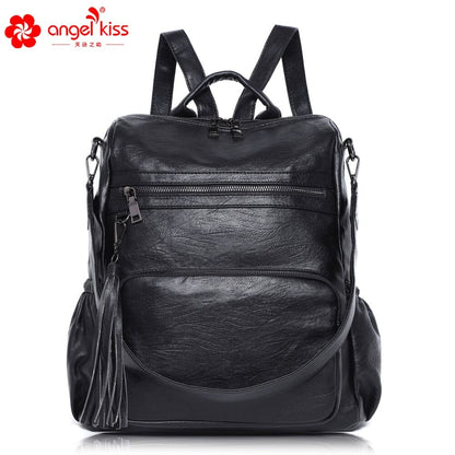 Angel Kiss Backpack for Women Soft Leather Large Travel Bags Sling Shoulder Bag