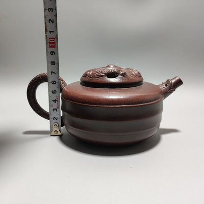 Vintage Chinese Yixing Purple Clay Teapot Zisha Ceremony Carving Collectible Art