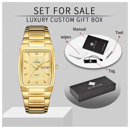 Nuevo Reloj De Color Dorado Para Hombre - Cuarzo De Lujo - Acero Inoxidable
