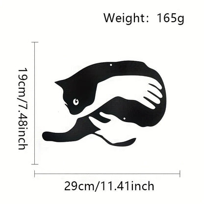 CIFBUY Black Metal Cat Wall Decoration, Modern Cat Silhouette Wall Art Sculpture