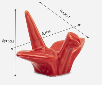 Pen Rest Ceramics Paper Cranes Chinese Calligraphy Writing Brush Holders 6x3.5cm