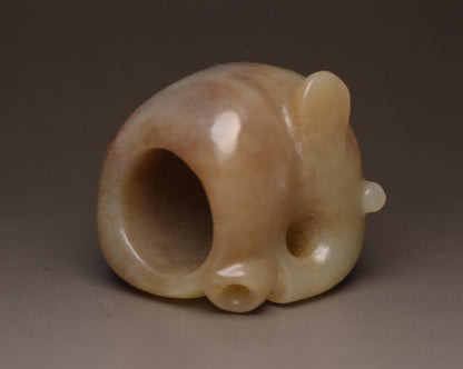 Chinese Antique Hetian Jade Carved Exquisite Unique Thumb Ring Jewelry Art Rare