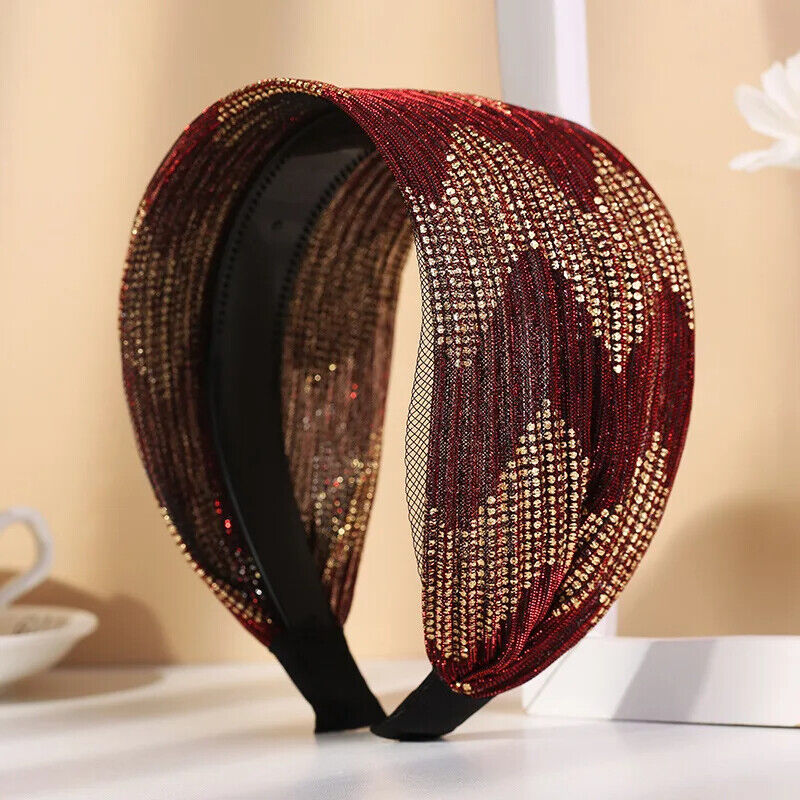 Women Headband Acrylic Lace Wide-Brimmed Non-Slip Shiny Breathable Girl Headwear