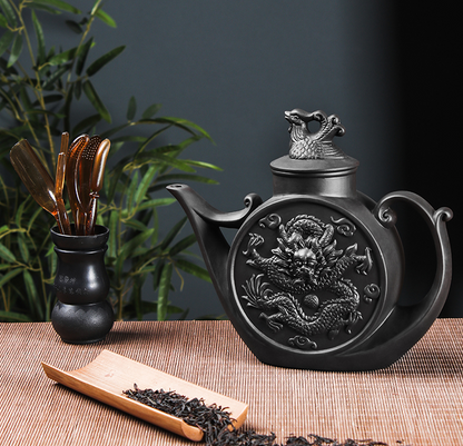 China Yixing purple clay pot, Zhuni large capacity dragon and Phoenix pot 850ml