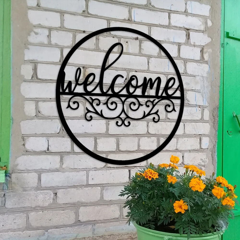 Metal Welcome Sign For Front Door,Black Wall Decor,Indoor Outdoor Home Decor
