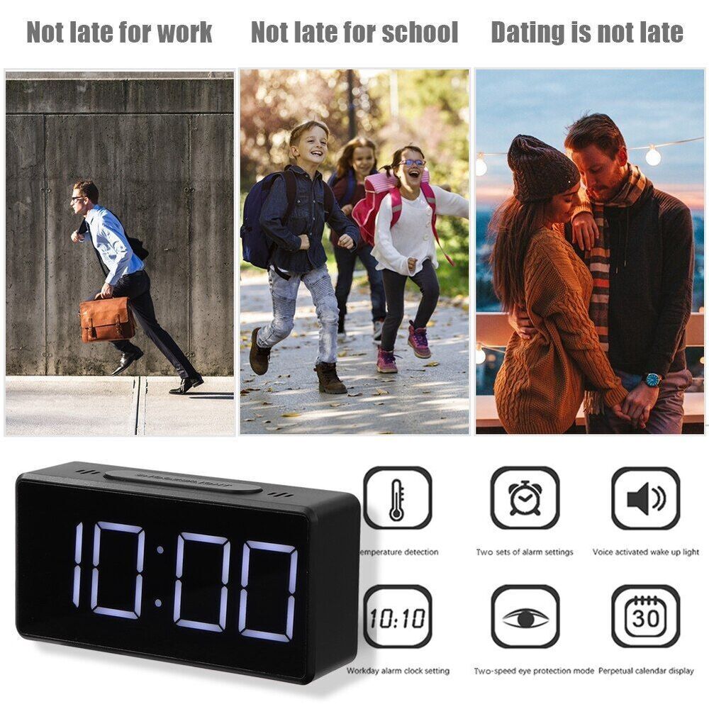 Alarm Clock LED Mini Student Electronic USB Rechargeable 100x50x30mm ABS Plastic