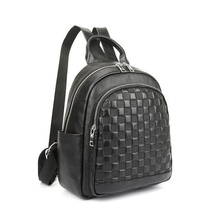 Top Cow Leather Backpack, Women's Black Travel Leather Rucksack, School Bags
