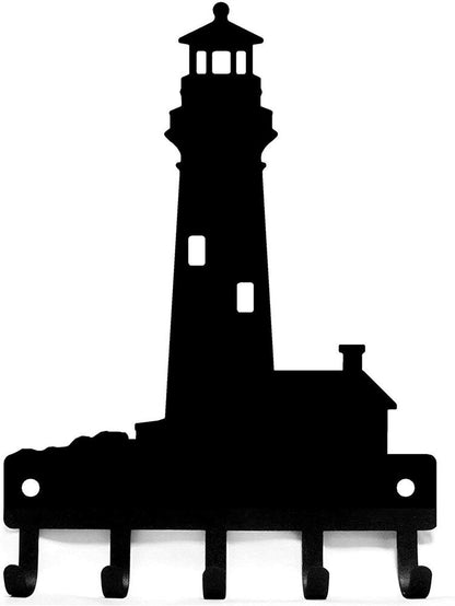 Lighthouse Key Rack Hanger - 6 inch Wide Metal Wall Art