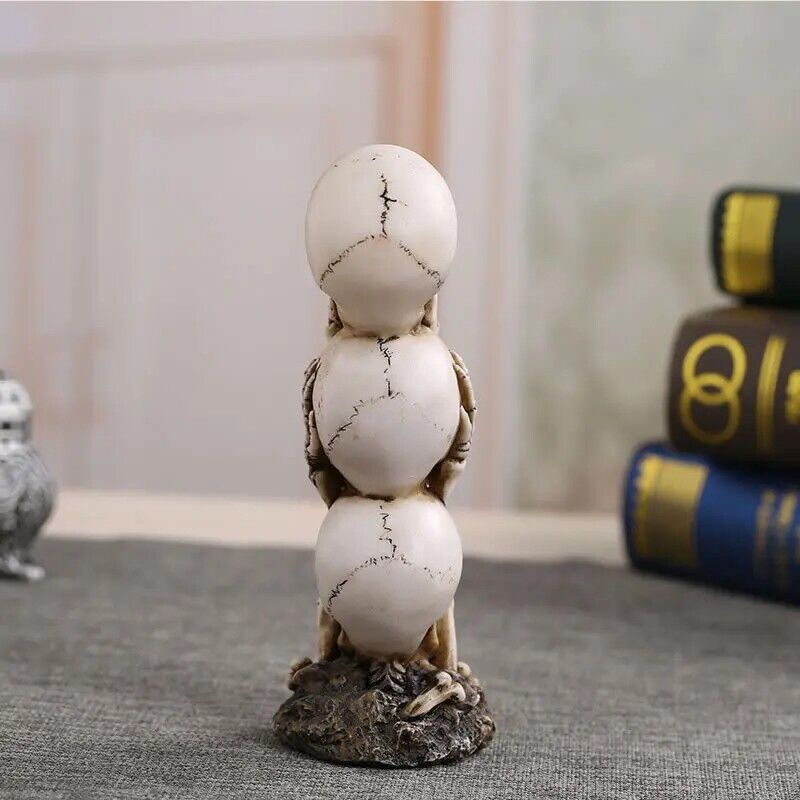 3D Skull Statue Resin Sculptures Decoration Home Desk Fish Tank Ornaments 6x19cm