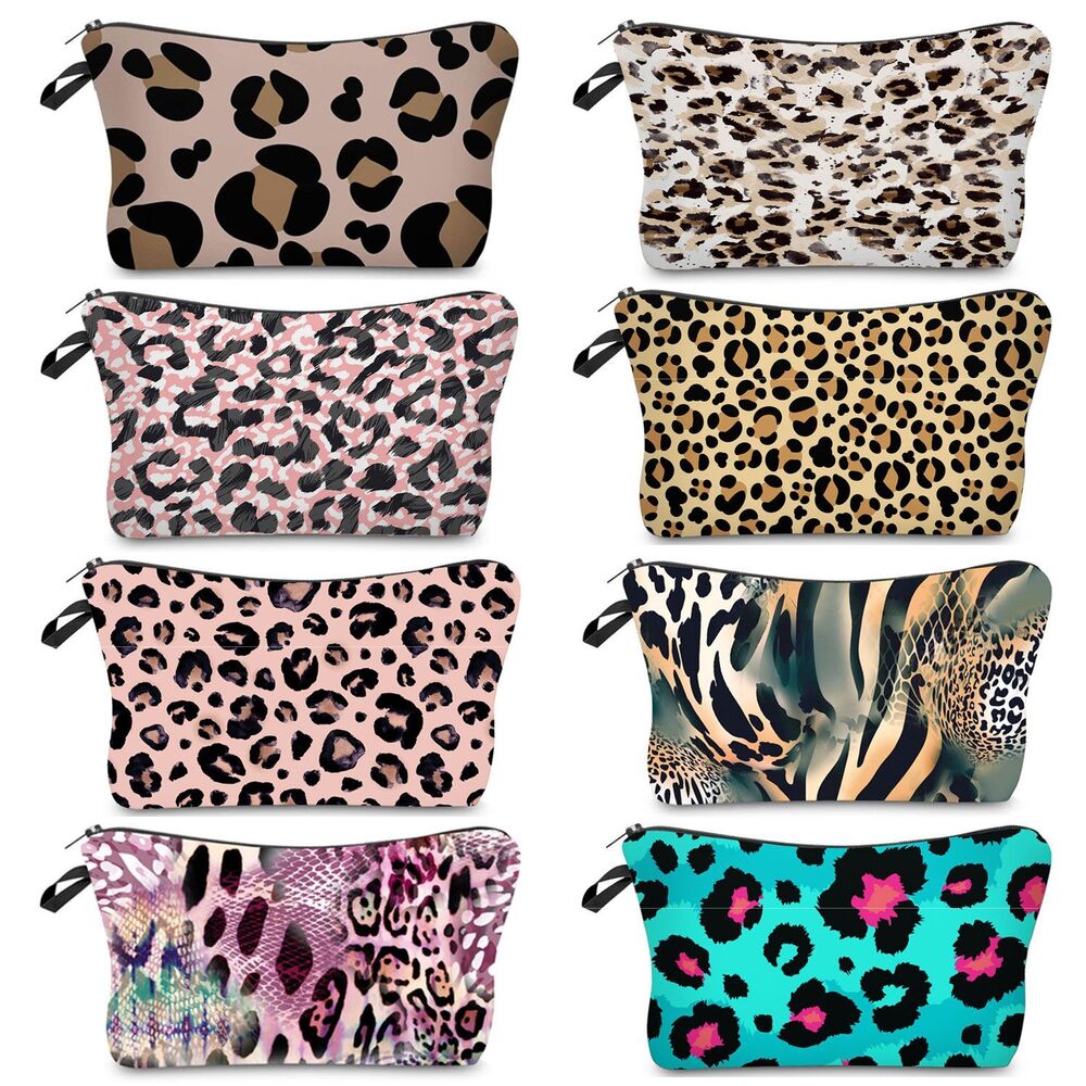 Personalized Pretty Makeup Bag Leopard Print Cosmetic Bags Multifunction Travel