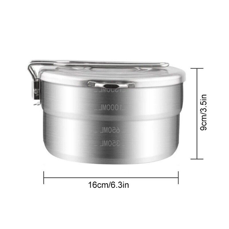 304 Stainless Steel Lunch Case With Storage Bag Camping Pot Tableware Outdoor
